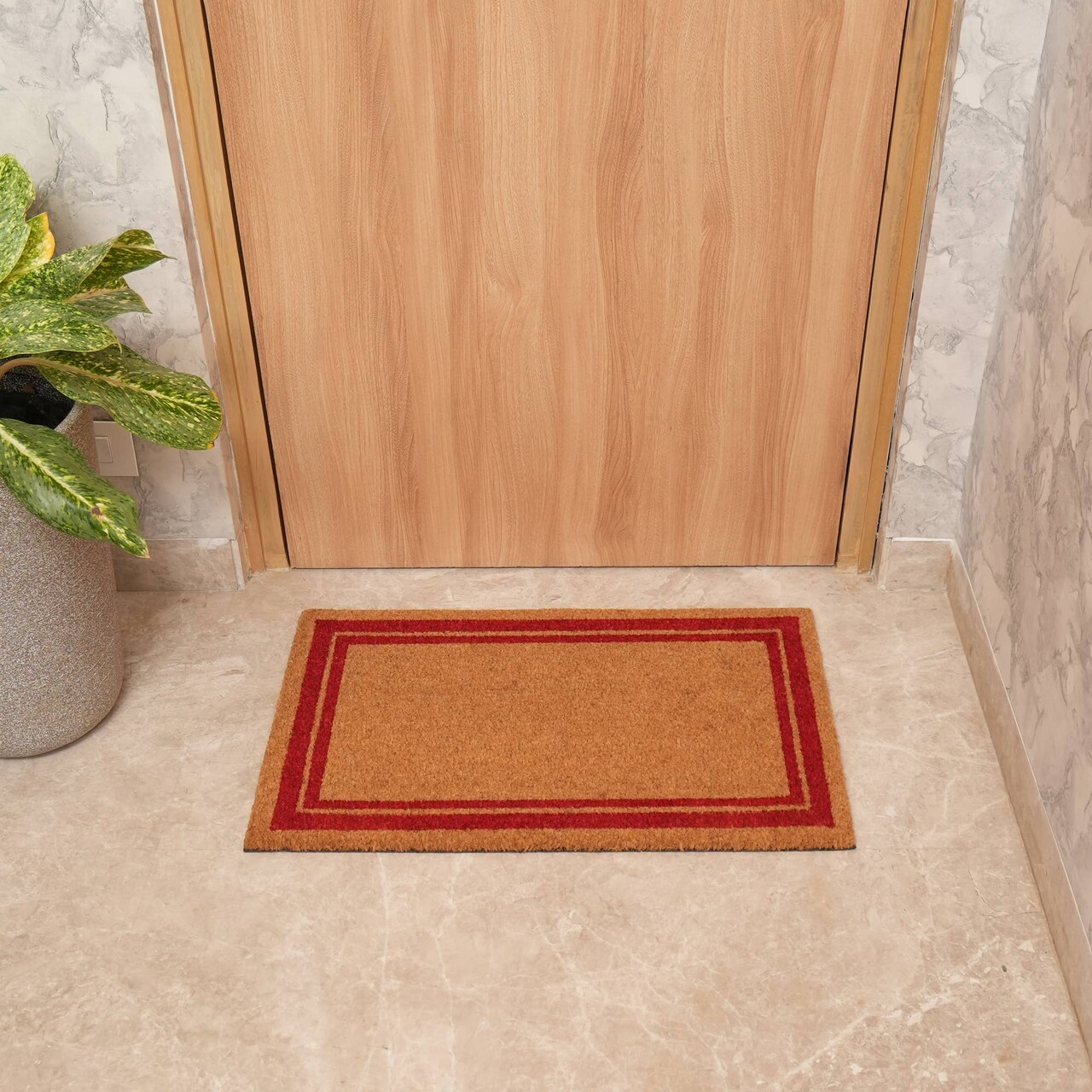 Natural Coir Door Mat with Non-Slip Backing, Indoor Outdoor Entry Doormat